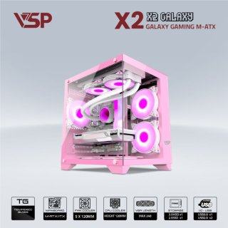 Case VSP Aquanaut X2 Galaxy M-ATX ( Hồng/Pink ) (No Fan)