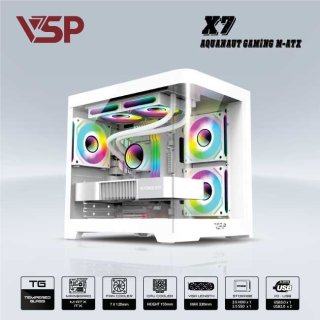 Case VSP X7 Aquanaut Gaming M-ATX White/Trắng (Kèm 3Fan Led)