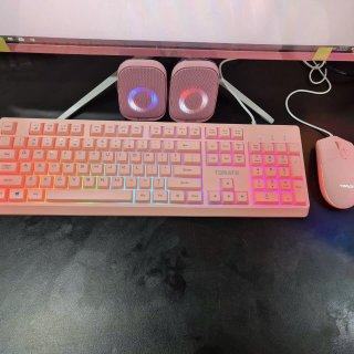 Combo Bàn Phím Giả Cơ + Chuột Gaming Tomato S100 RGB Pink/Hồng