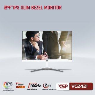 Màn hình PC Phẳng VSP VC242I Tràn Viền (24INCH, IPS, FHD, 100HZ) White/Trắng