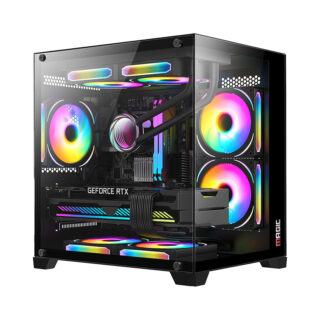 Vỏ Case Magic Aqua-M Ultra Black (M-ATX) ( Kèm 3Fan Led Rgb)
