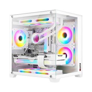 Vỏ Case Magic Aqua-M Ultra White (M-ATX) (Kèm 3Fan Led Rgb)