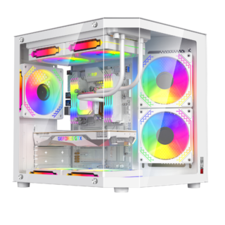 Case Magic Cubi-M Elite (M-ATX - Kèm 3Fan RGB) - White/Trắng