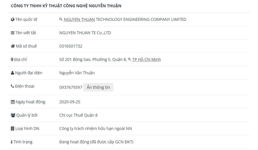 Thông tin về Công ty Nguyễn Thuận Computer