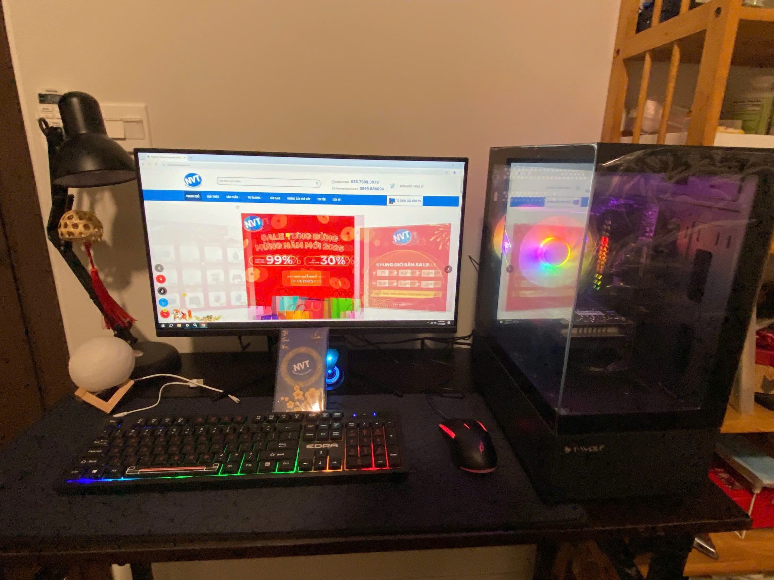 Góc PC Gaming NVT 81 – T1/2025 (H510/ i3 10105F/ 16GB/ NVMe 256GB/ GTX 1650 Super 4GB/ 550W/ LCD 24inch 100Hz)