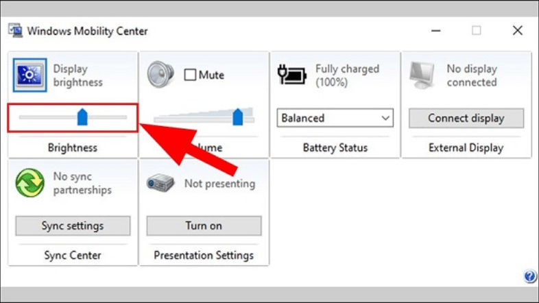 Cách chỉnh độ sáng màn hình PC - Điều chỉnh bằng Windows Mobility Center