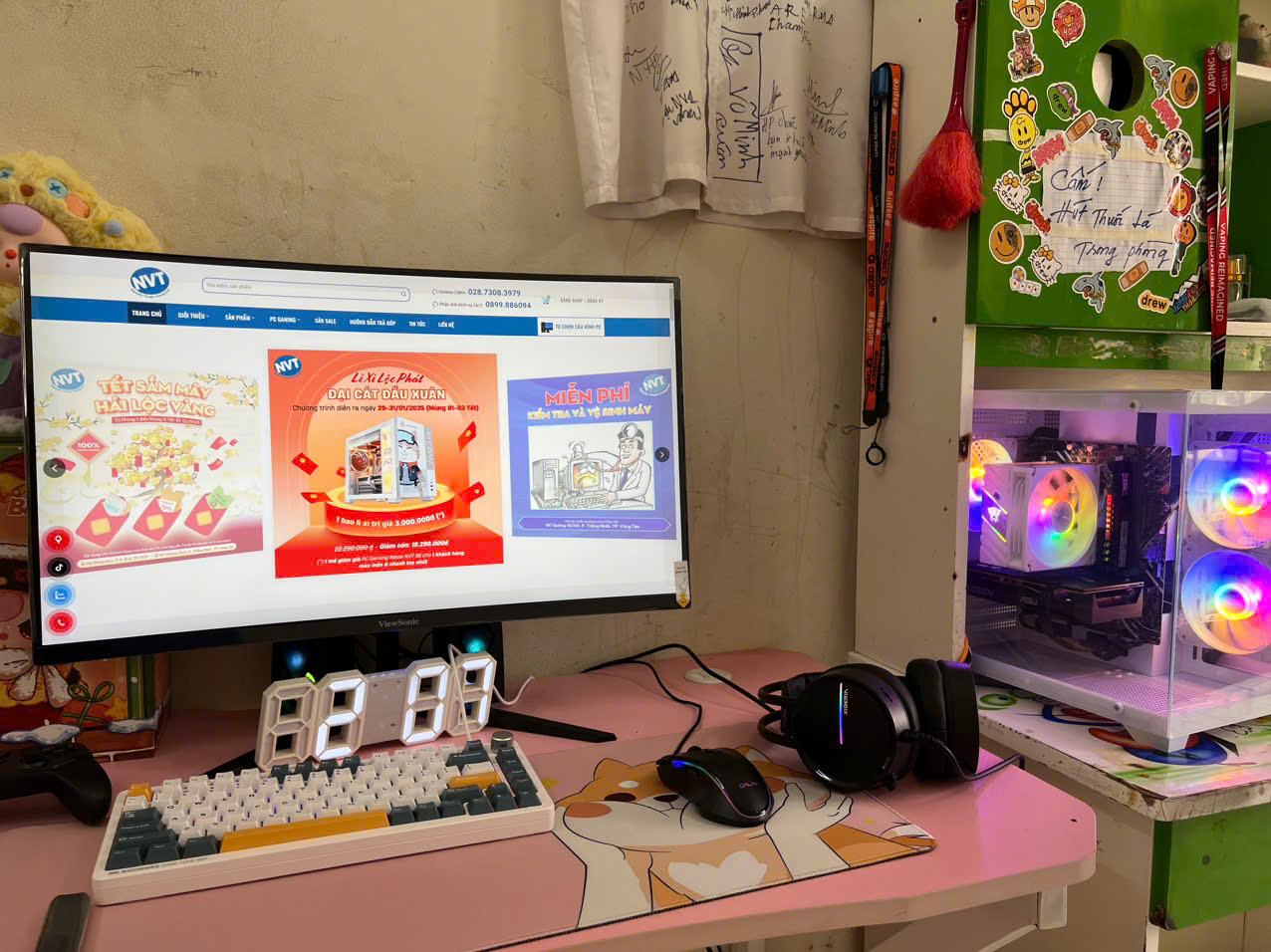 Góc PC Gaming NVT 84 – T2/2025 (H610/ i5 12400F/ 16GB/ NVMe 256GB/ RX 6500XT 4GB/ 550W/ LCD 27inch 240Hz)