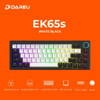 Bàn phím cơ DareU EK65s White Black (USB/ RGB/ Dream Switch)