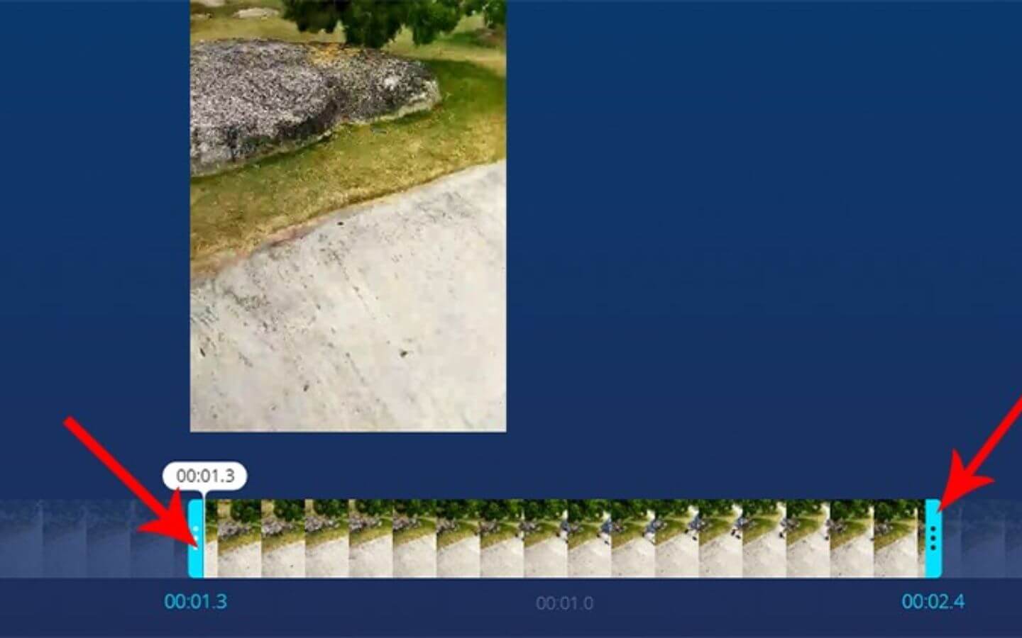 Kéo hai thanh cắt ở hai đầu video để xác định phần cần giữ lại. (Nguồn: Internet)