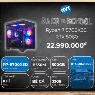PC BTS AMD R7X3D-5060 ( R7 – 5700X3D | RTX 5060 8GB | RAM 32GB | SSD 500GB | 750W )