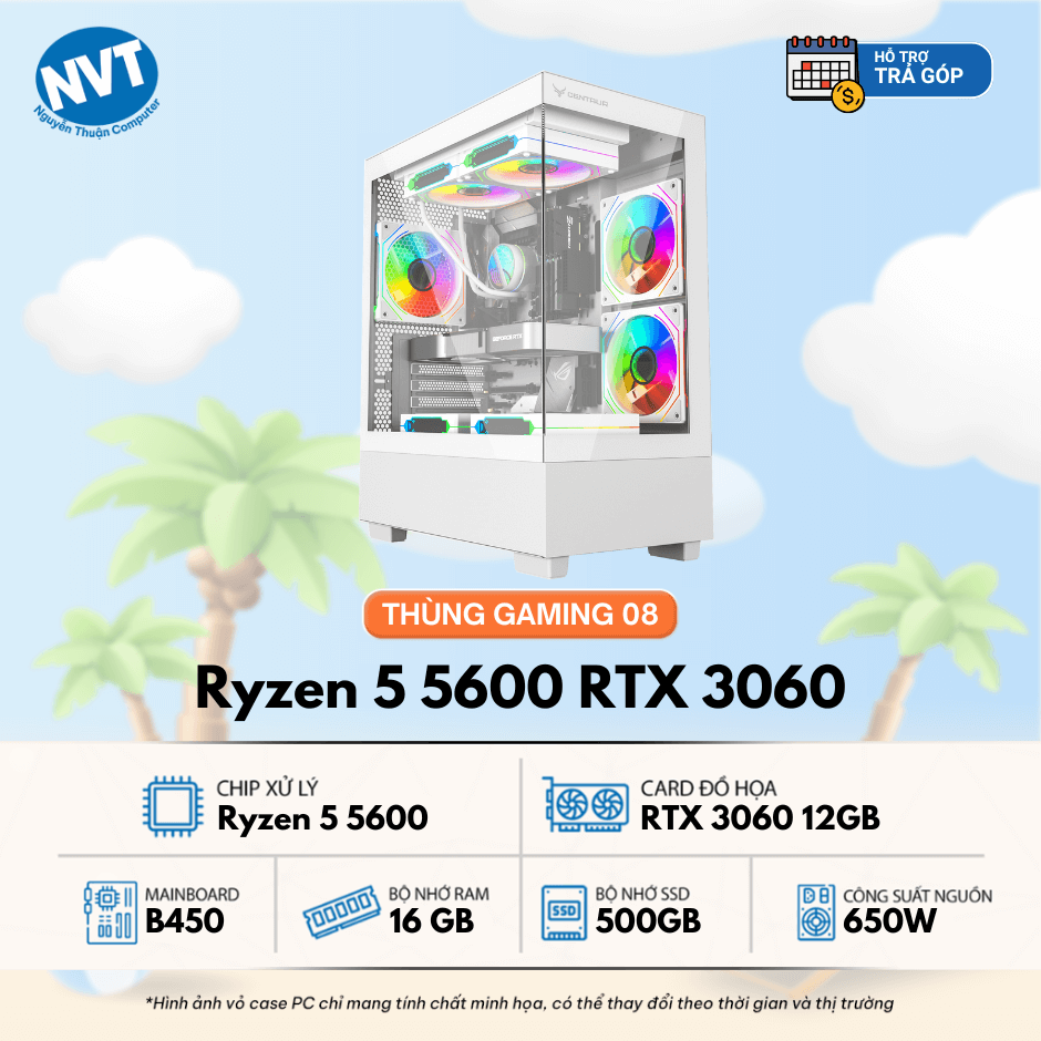 Thùng PC Gaming 08 – Ryzen 5 5600 | RAM 16GB | 500GB M2 | RTX 3060 12GB (T7/25)