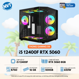 Thùng PC Gaming 09 – i5 12400F | RAM 16GB | 500GB M2 | RTX 5060 8GB (T7/25)