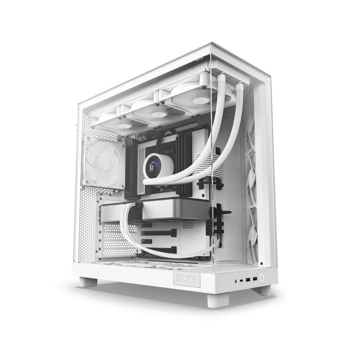 Case NZXT H9 Flow RGB White ( E-ATX, Kèm 4 Fan )