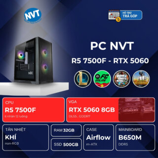 PC NVT AMD R5-5060 ( R5-7500F | RTX 5060 8GB | RAM 32GB | SSD 500GB | 650W )