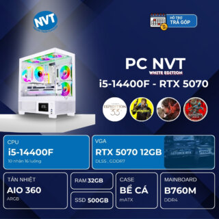 PC NVT INTEL i5-5070 WHITE ( i5-14400F | RTX 5070 12GB | RAM 32GB | SSD 500GB | 850W )