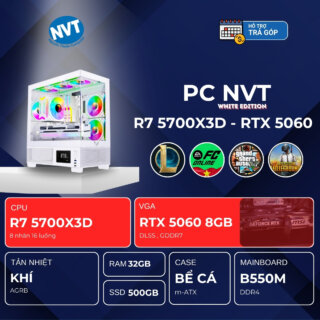PC NVT AMD R7-5060 WHITE ( R7-5700X3D | RTX 5060 8GB | RAM 32GB | SSD 500GB | 750W )