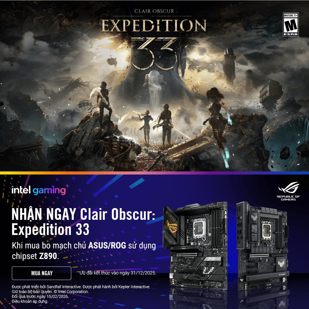 NHẬN NGAY CODE GAME CLAIR OBSCUR: EXPEDITION 33 TRỊ GIÁ 770,000Đ KHI MUA BO MẠCH CHỦ ASUS/ ASUS ROG Z890 SERIES