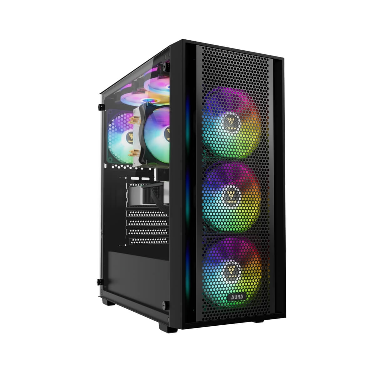 Case GamdiasAURA GC10M V2 ARGB Black ( m-ATX, Kèm 3 Fan ARGB )